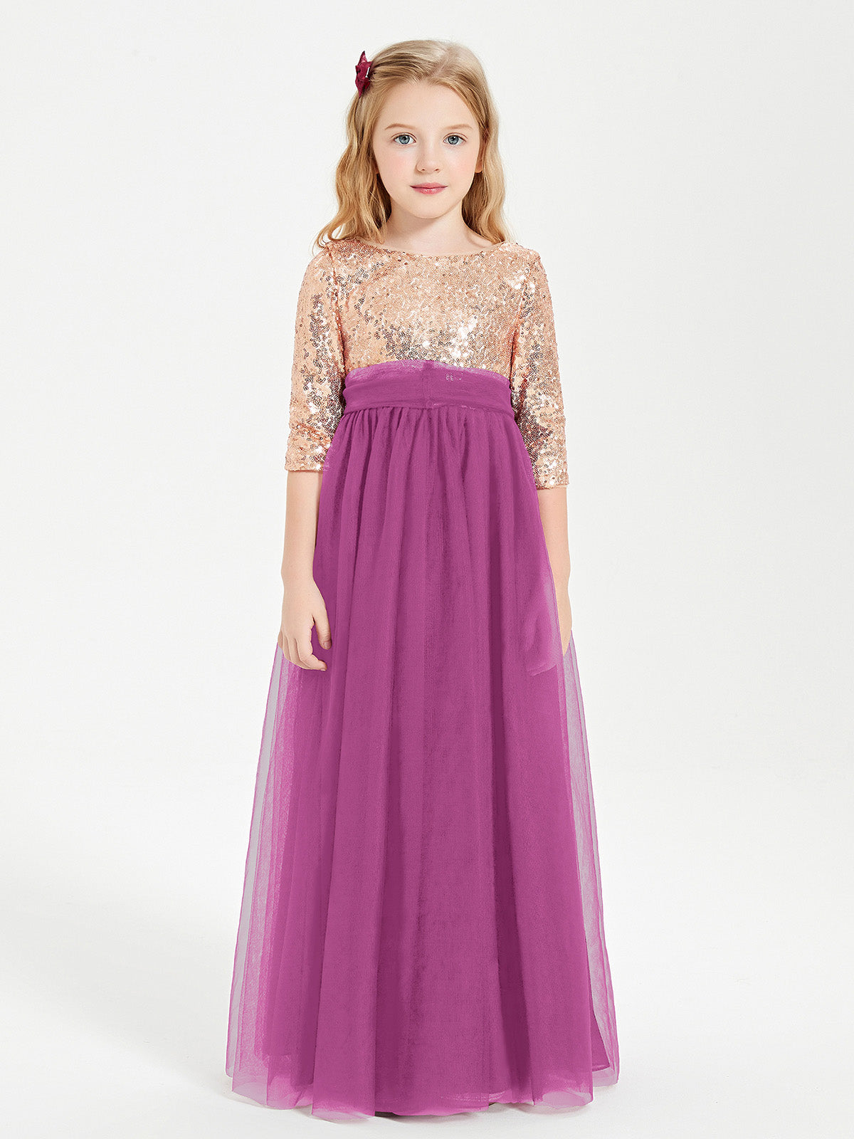 Sparkling Sequined Junior Bridesmaids Gown Orchid